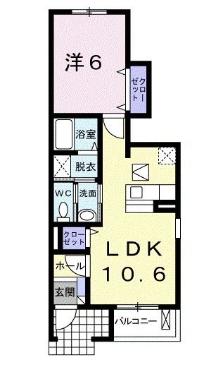 足利市五十部町のアパートの間取り