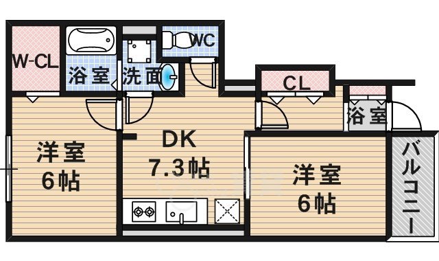 川西市笹部のアパートの間取り