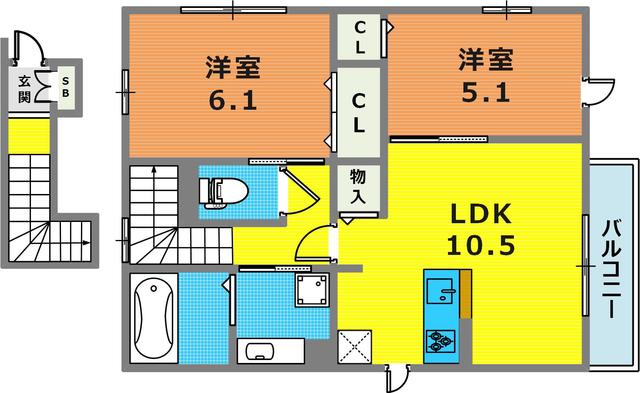 兵庫県神戸市中央区中島通２（アパート）の賃貸物件の間取り