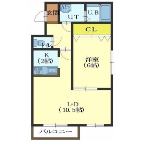 函館市旭町のアパートの間取り