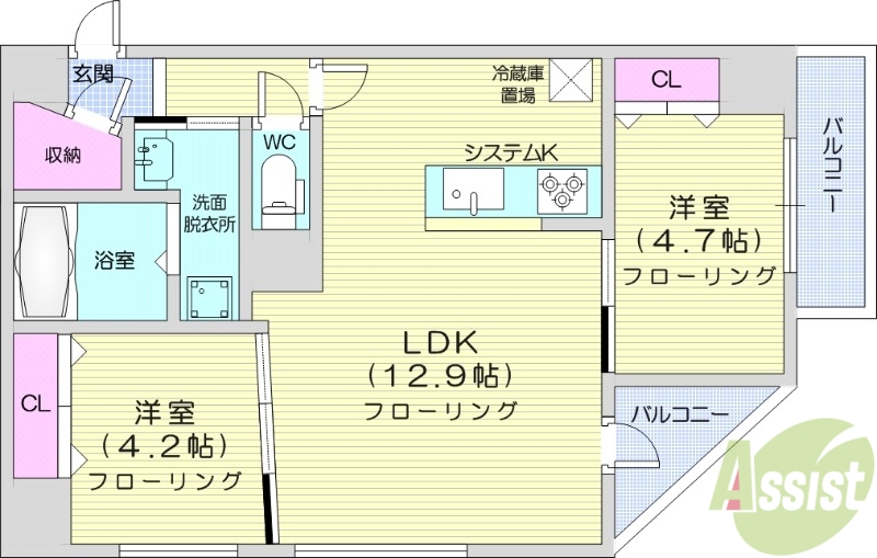 グランカーサ南6条の間取り