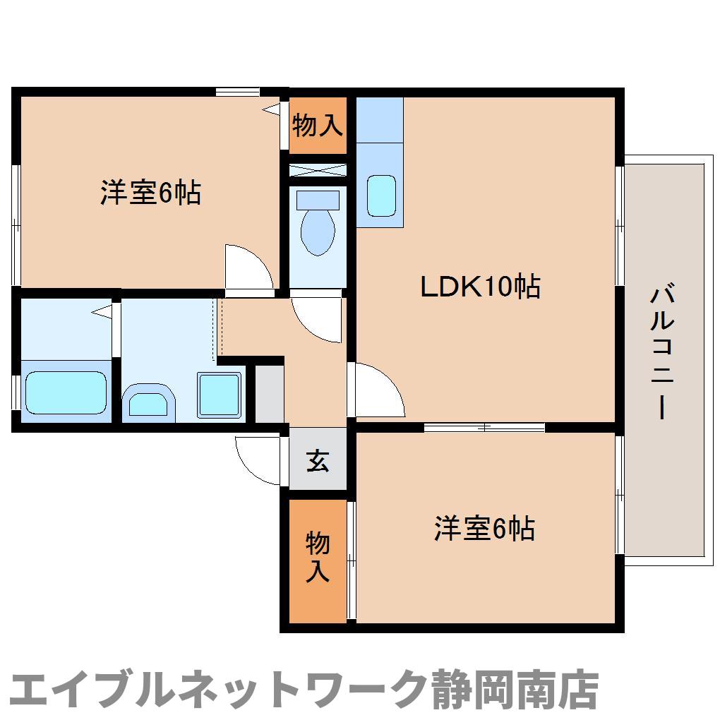 焼津市八楠のアパートの間取り