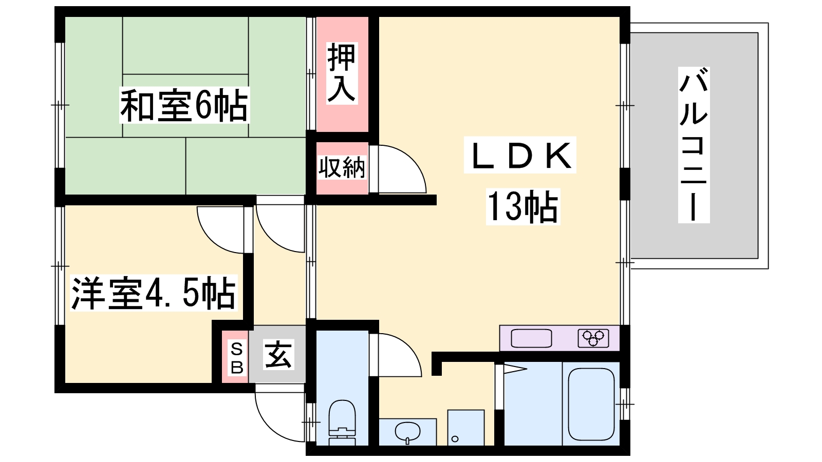 姫路市田寺東のアパートの間取り