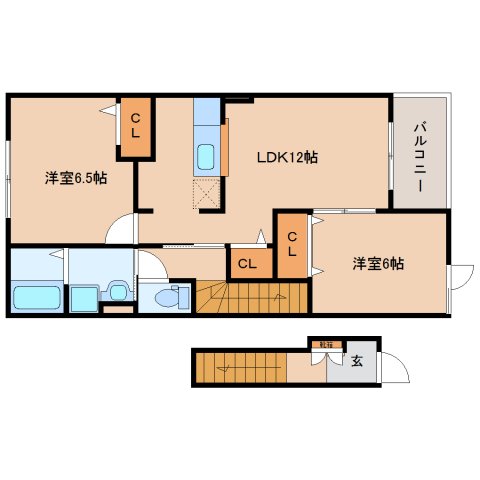 木津川市山城町平尾のアパートの間取り