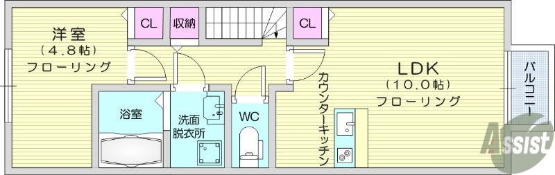 仙台市太白区八木山本町のアパートの間取り