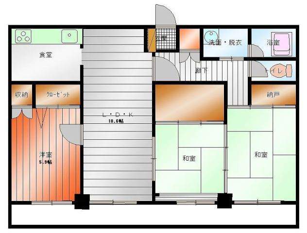 鹿児島市下荒田のマンションの間取り