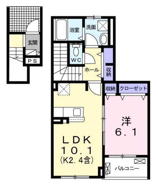 青梅市大門のアパートの間取り