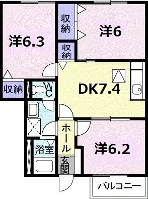 今治市別名のアパートの間取り