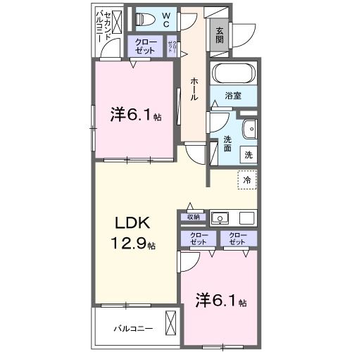 【京都市左京区下鴨北芝町のマンションの間取り】