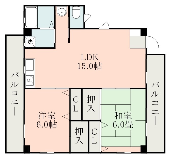 鹿児島市石谷町のアパートの間取り