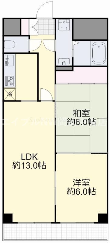 岡山市北区西島田町のマンションの間取り