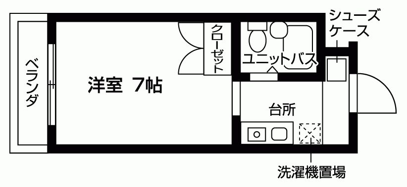 京都市左京区岩倉北桑原町のマンションの間取り