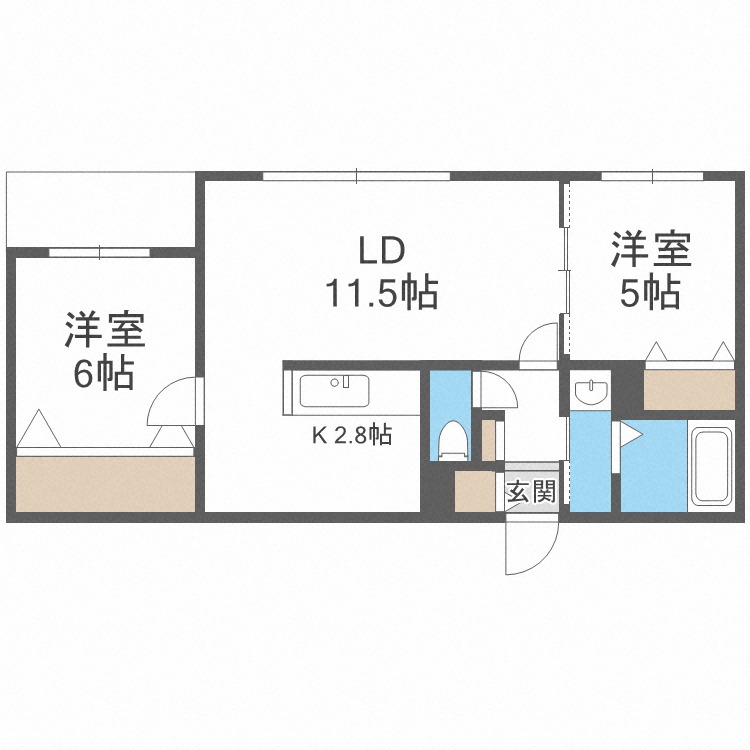 【札幌市豊平区豊平六条のマンションの間取り】