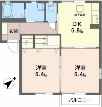 白石市福岡長袋のアパートの間取り