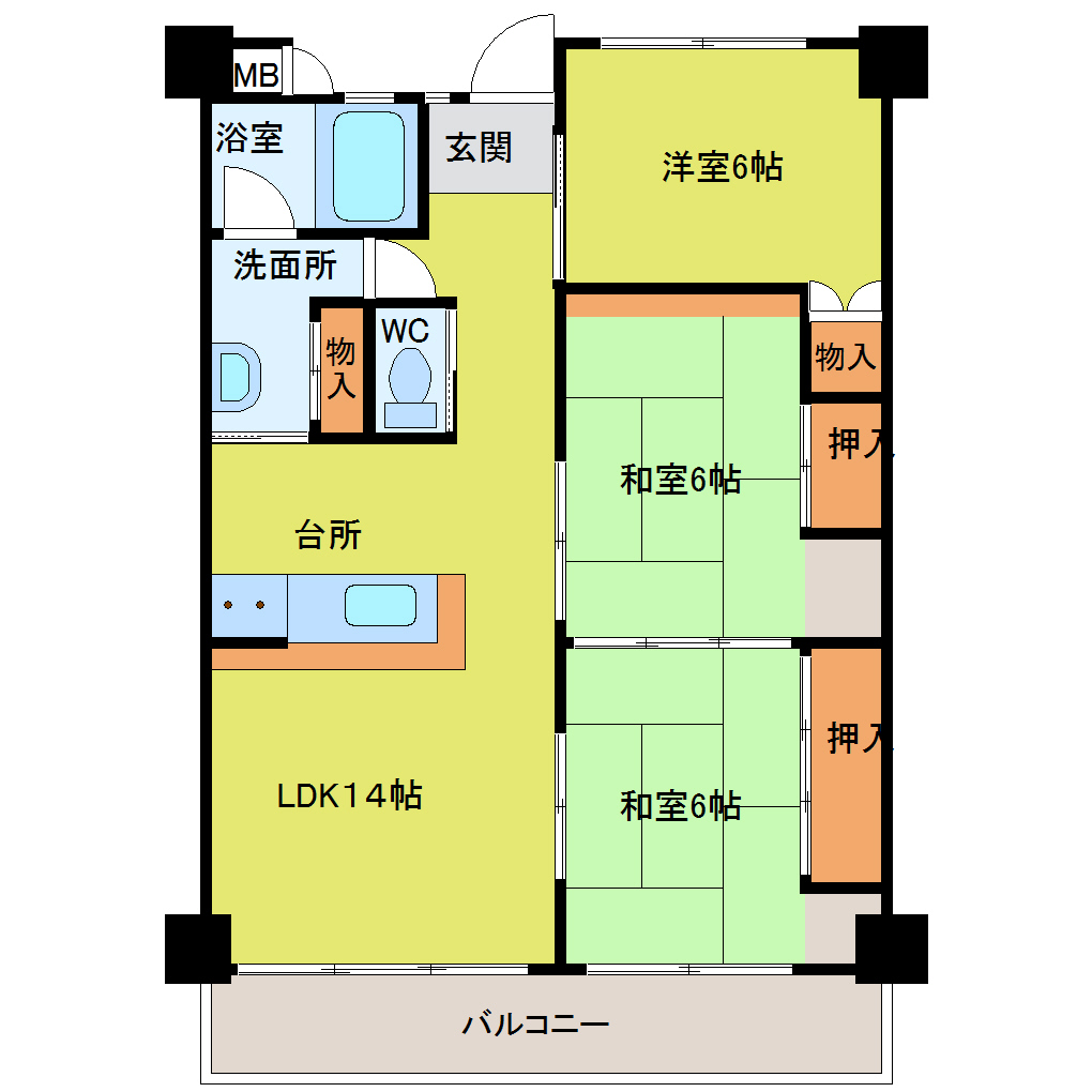 公社住宅須佐団地公A棟公A棟の間取り