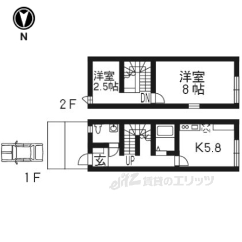 宇治市莵道のアパートの間取り