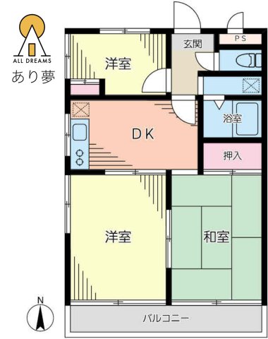 横浜市南区六ツ川のマンションの間取り