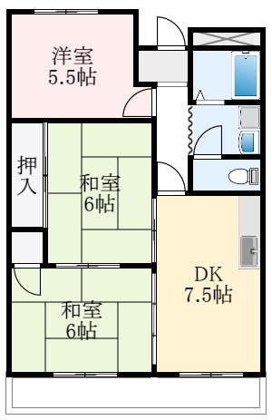 羽曳野市軽里のマンションの間取り