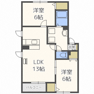 札幌市北区篠路八条のアパートの間取り