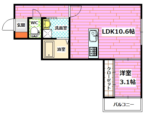 【安芸郡府中町鹿籠のアパートの間取り】