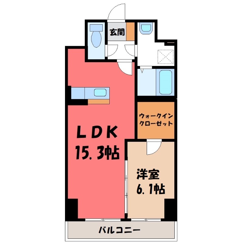 宇都宮市陽東のマンションの間取り