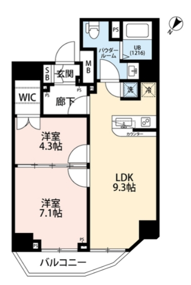 北区滝野川のマンションの間取り