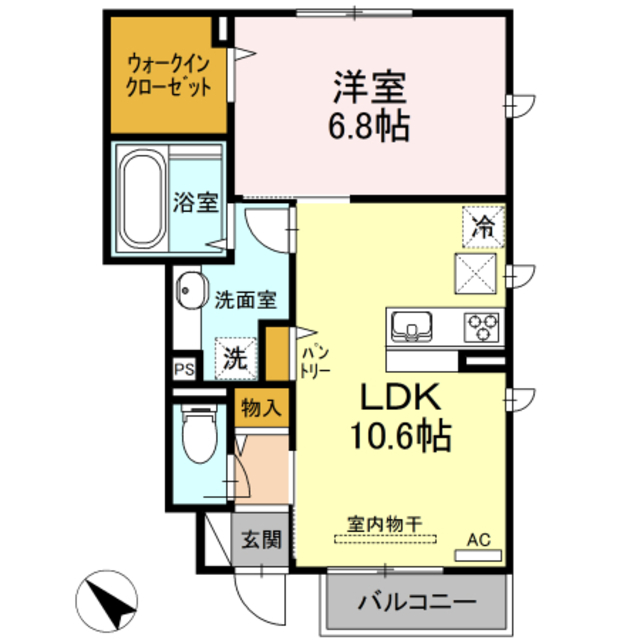 横浜市都筑区牛久保西のアパートの間取り