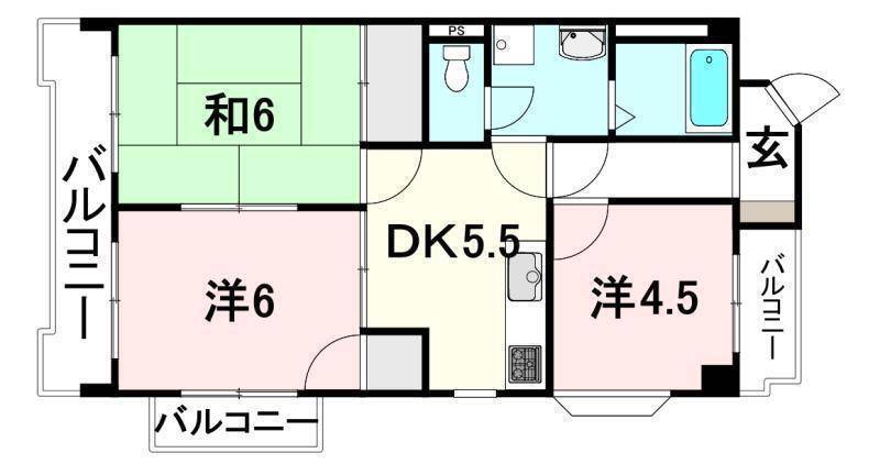 松山市東野のマンションの間取り