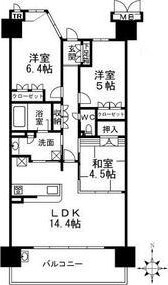 大阪市鶴見区鶴見のマンションの間取り