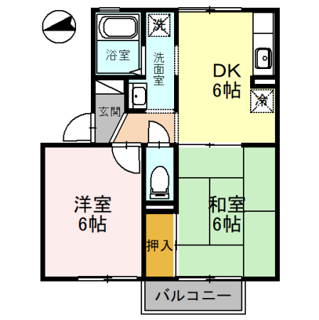 ボンジュール岡山手 1番館の間取り写真