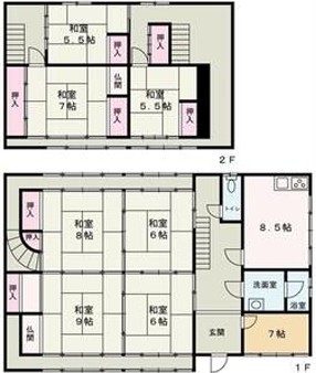 ＪＲ姫新線 余部駅 徒歩46分 2階建 築50年の間取り写真