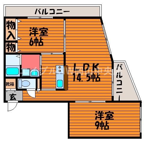 岡山市北区伊島町のマンションの間取り