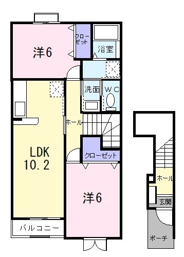 【メゾン木屋瀬Ｂの間取り】