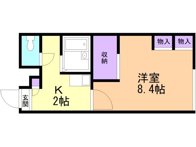 函館市上湯川町のアパートの間取り