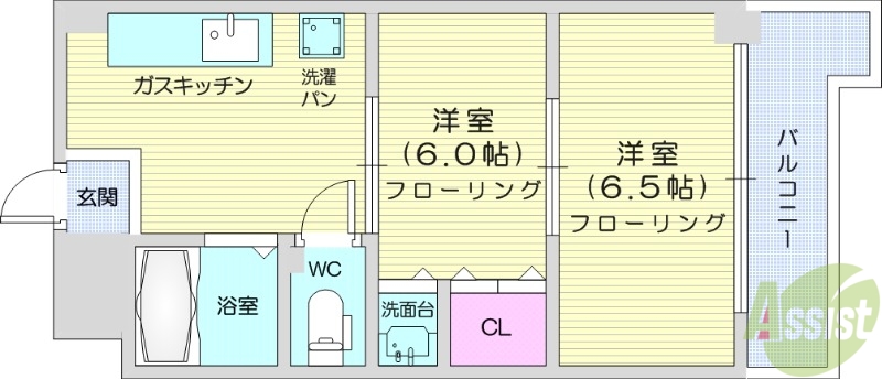 仙台市青葉区木町通のマンションの間取り