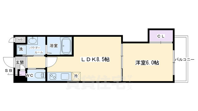 京都市右京区西院六反田町のマンションの間取り