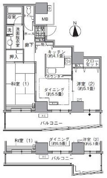 港区海岸のマンションの間取り