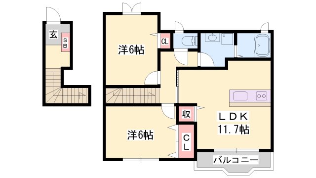 加東市木梨のアパートの間取り