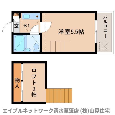 静岡市駿河区谷田のアパートの間取り