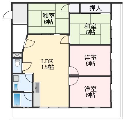 羽曳野市軽里のマンションの間取り