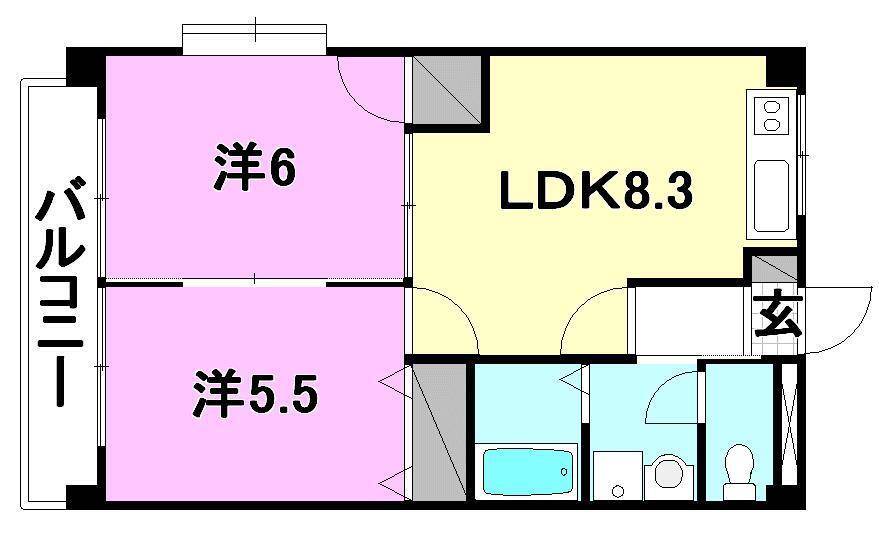 松山市空港通のマンションの間取り