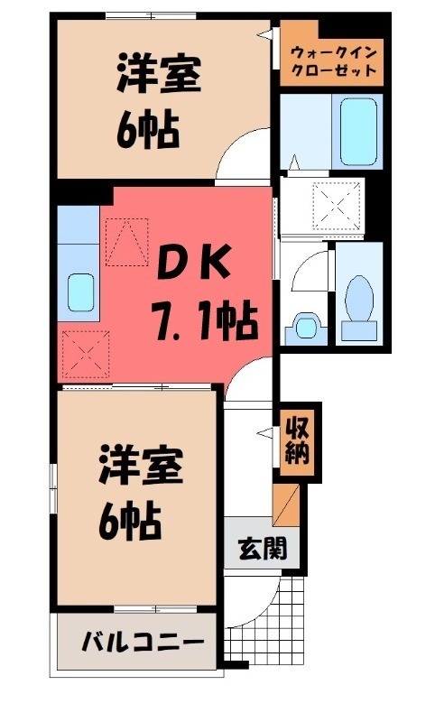 太田市高瀬町のアパートの間取り