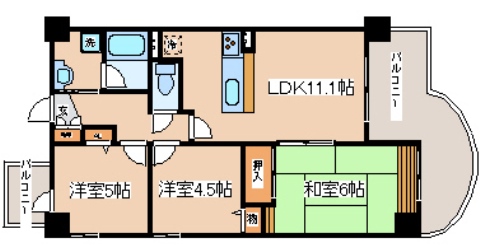 神戸市中央区浜辺通のマンションの間取り