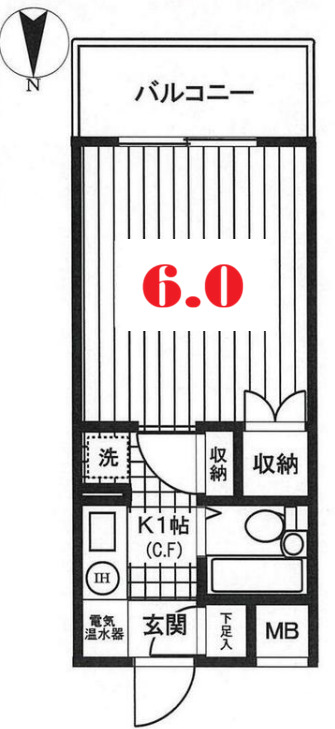 ブルーライン 三ツ沢下町駅 徒歩1分 5階建 築39年の間取り写真