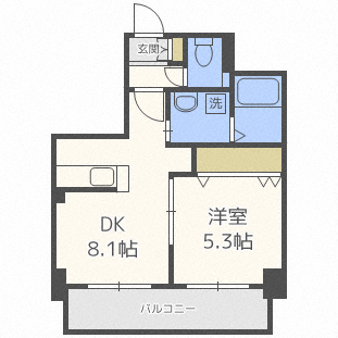 札幌市北区北二十一条西のマンションの間取り