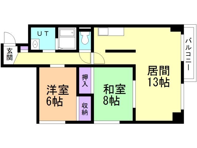 【函館市梁川町のマンションの間取り】