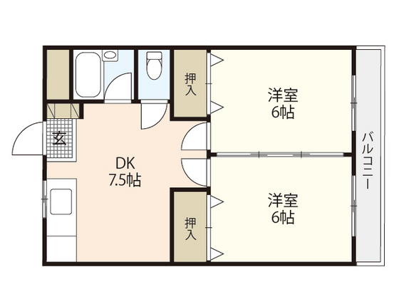 安芸郡府中町大須のマンションの間取り