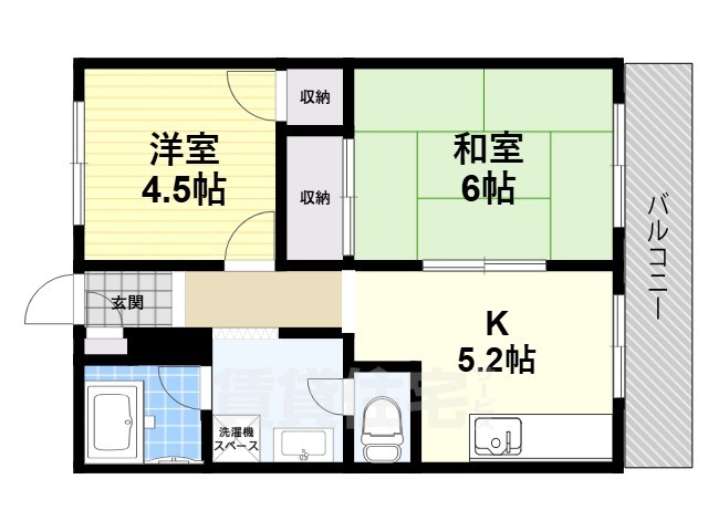 橿原市見瀬町のアパートの間取り