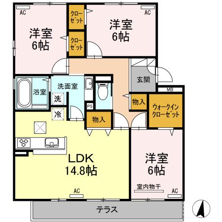 D-room桜町　A棟の間取り