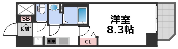 プレサンス谷町九丁目駅前の間取り